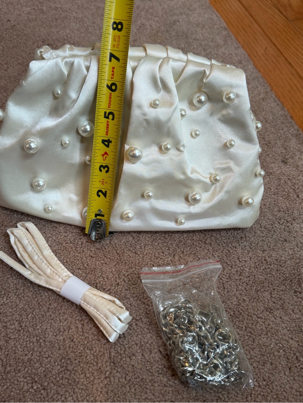 NWT new Anthropologie Frankie clutch white pearl beaded white crossbody bag - Picture 7 of 17